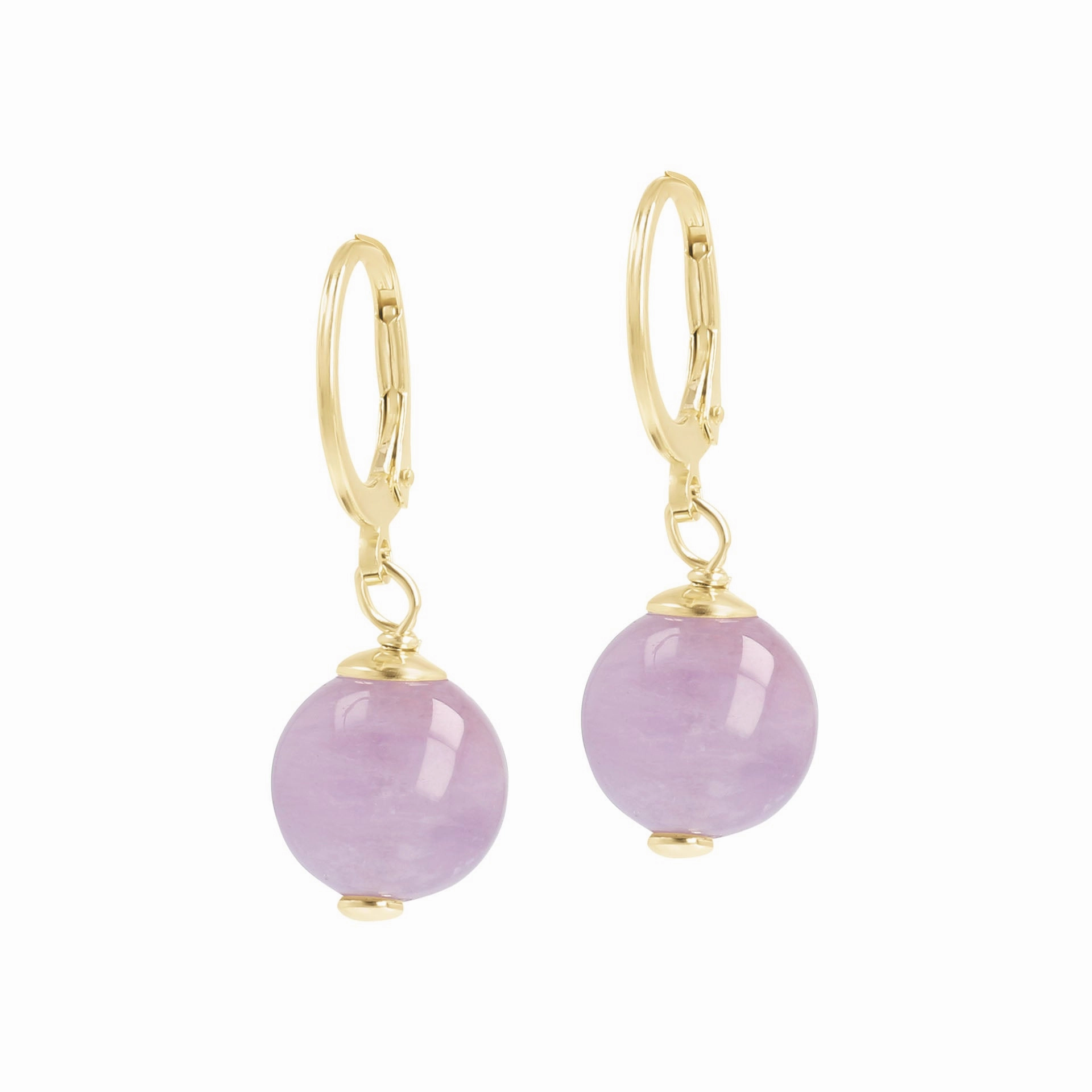 Italian Sterling Silver Leverback Gemstone 10 mm Beaded Earrings