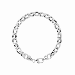 Italian Sterling Silver Oval Rolo Link Bracelet