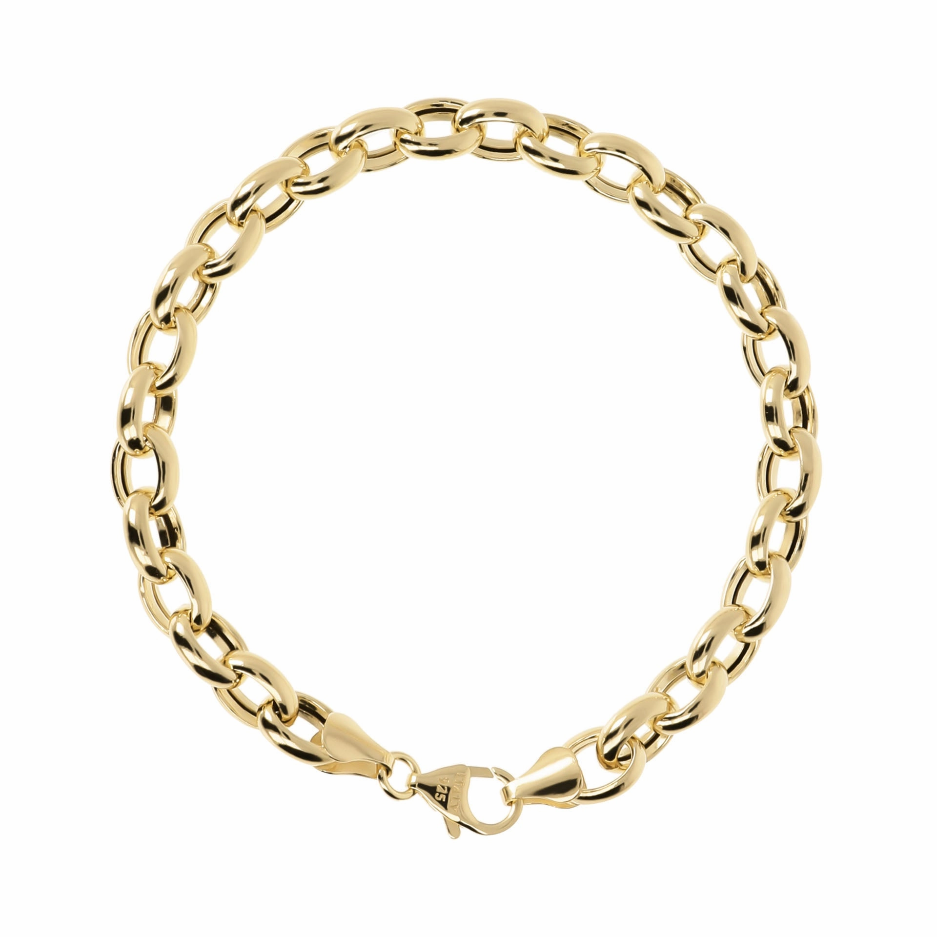 Italian Sterling Silver Oval Rolo Link Bracelet