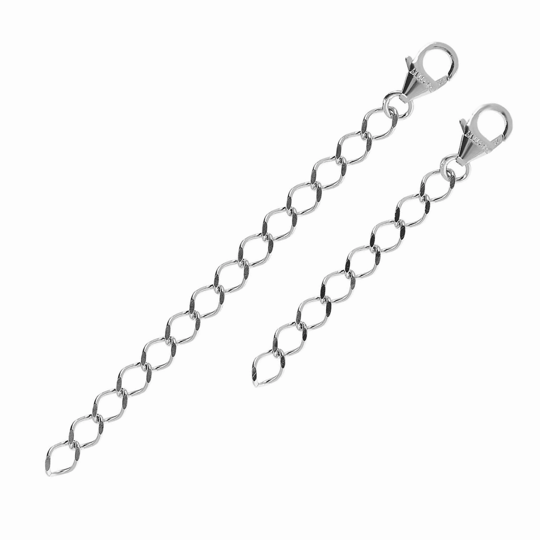 Italian Sterling Silver Set of 2 D/C Figaro Chain Extenders