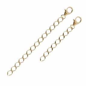 Italian Sterling Silver Set of 2 D/C Figaro Chain Extenders
