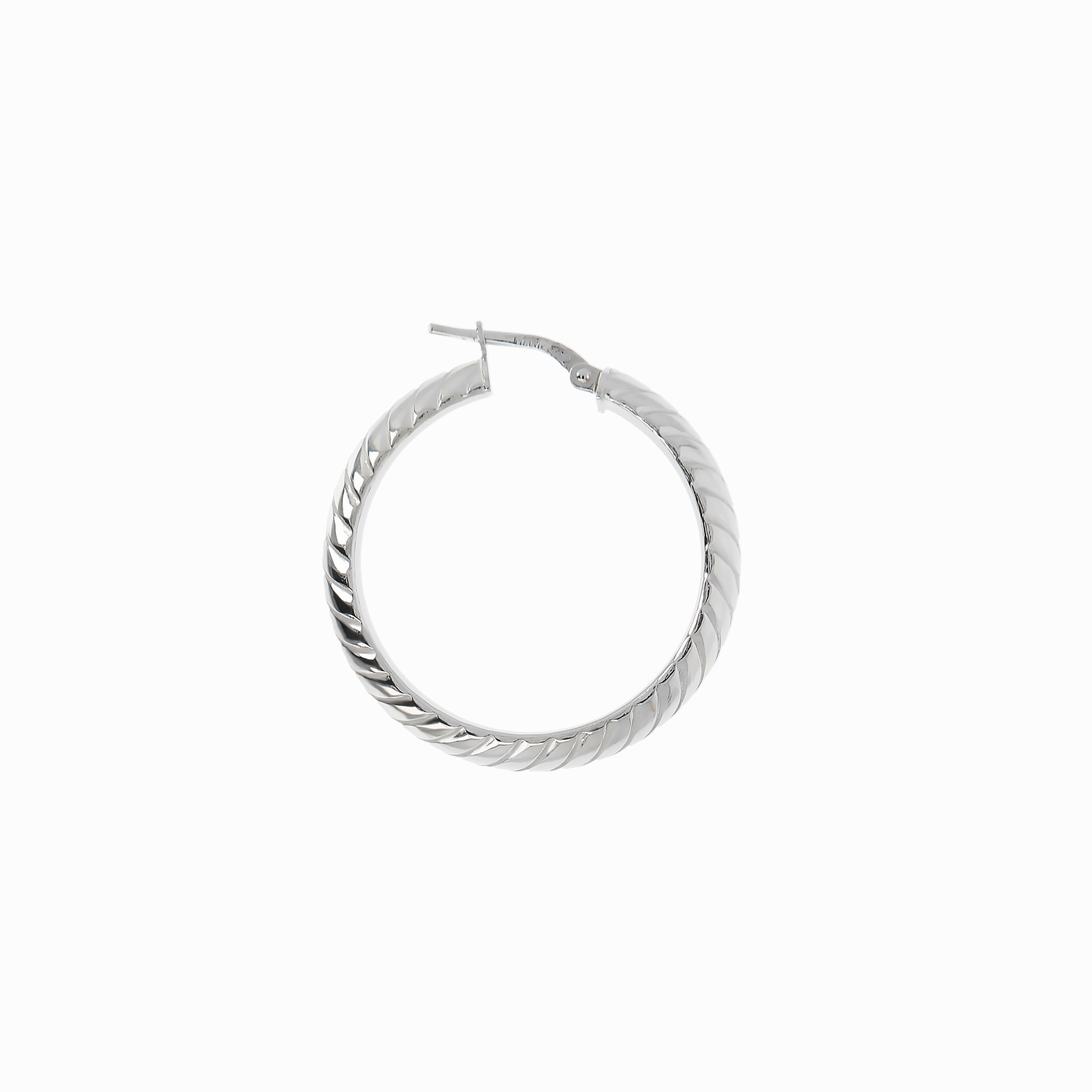 Italian Sterling Silver Twisted Pattern 1-1/4" Hoop Earrings
