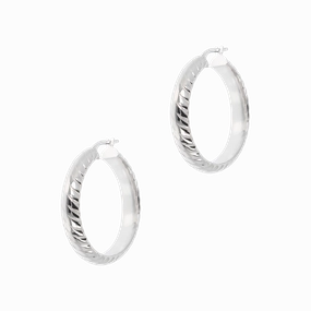 Italian Sterling Silver Twisted Pattern 1-1/4" Hoop Earrings