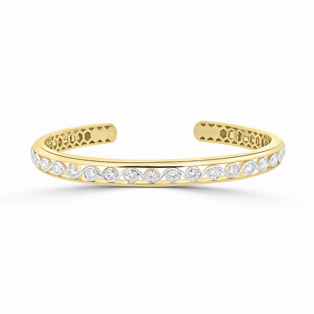 Jack Kelege 18k Diamond Bezel Bangle Bracelet
