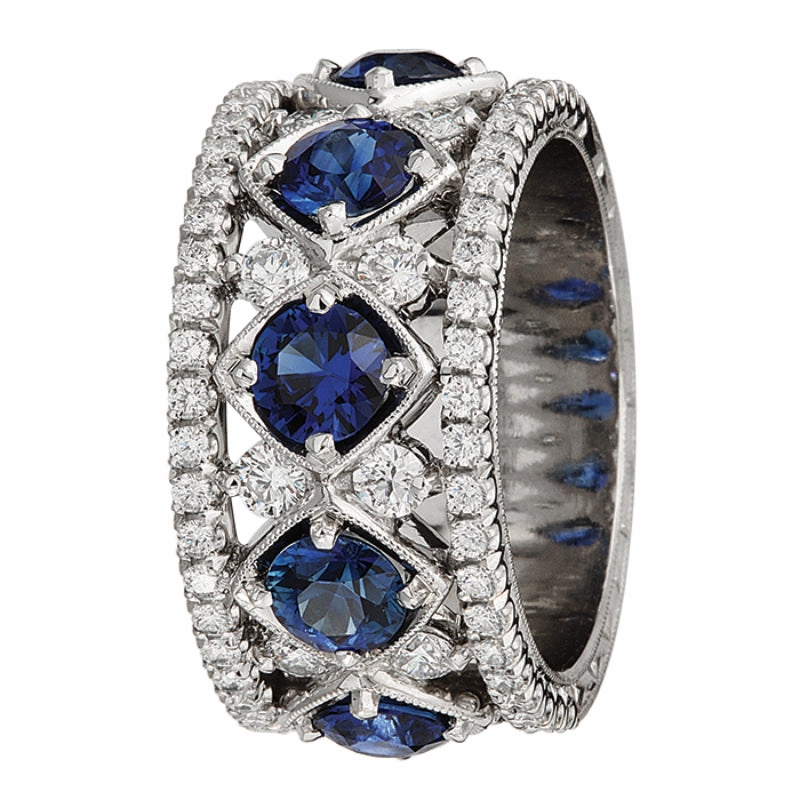 Jack Kelge Two Row Diamond and Sapphire Band