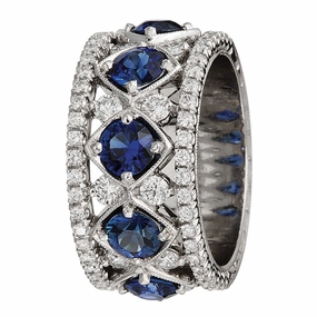 Jack Kelge Two Row Diamond and Sapphire Band
