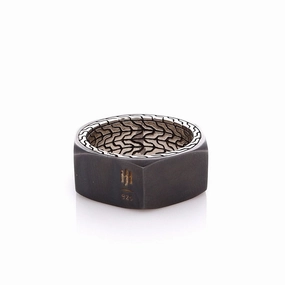 John Hardy Classic Chain Matte Black Rhodium Sterling Silver Ring
