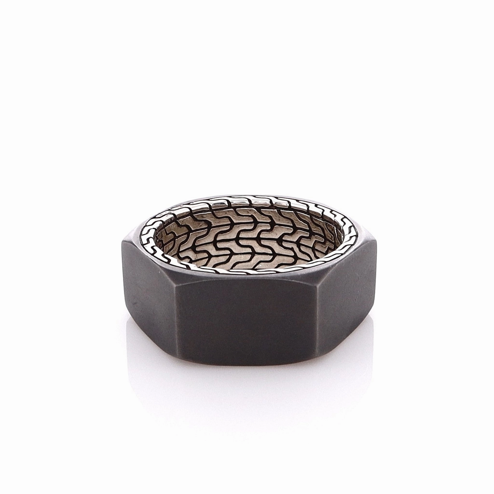 John Hardy Classic Chain Matte Black Rhodium Sterling Silver Ring