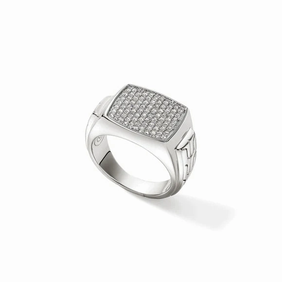 John Hardy Pave Diamond Signet Ring