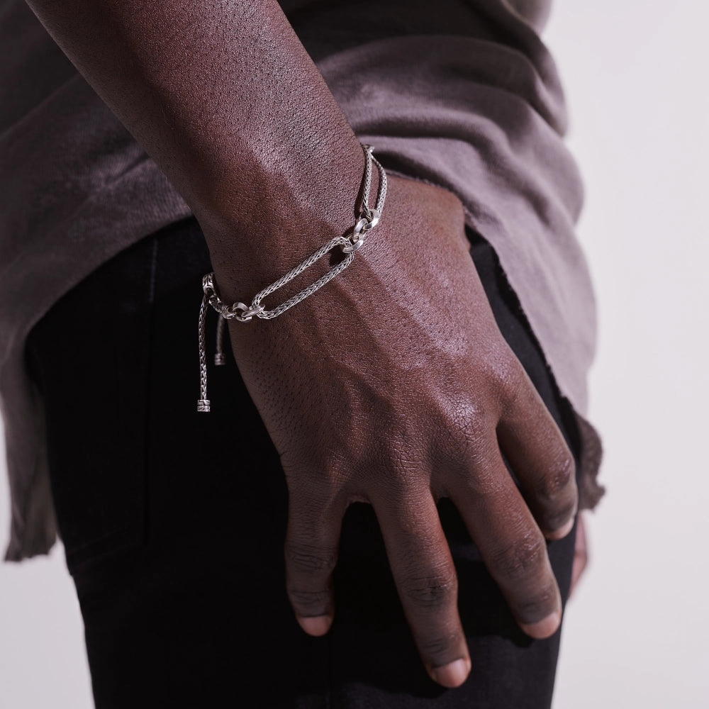 John Hardy SS Classic Chain Link Pull-Through Bracelet - Medium/Large