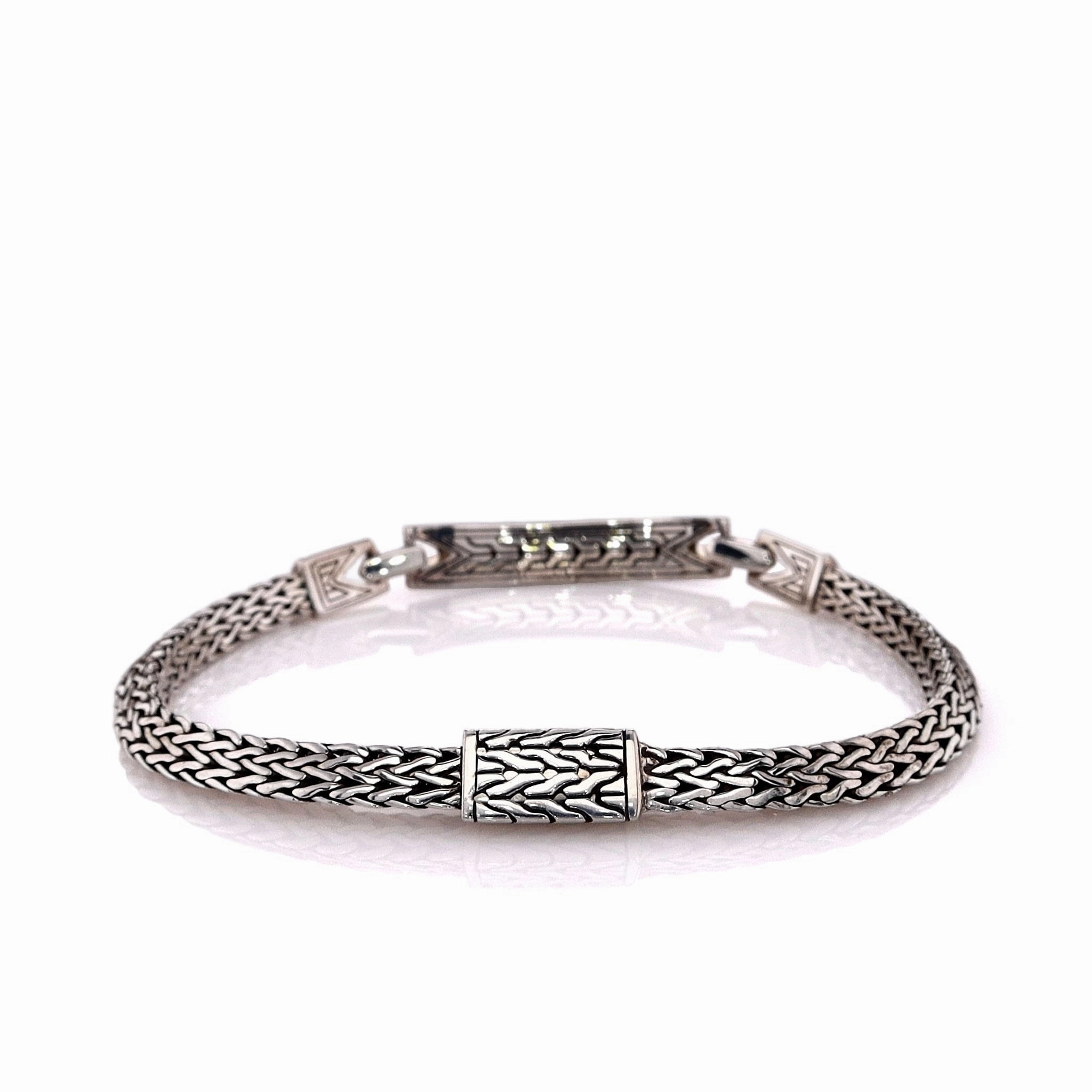 John Hardy Sterling Silver Classic Tiga Black Sapphire and Spinel Chain Bracelet