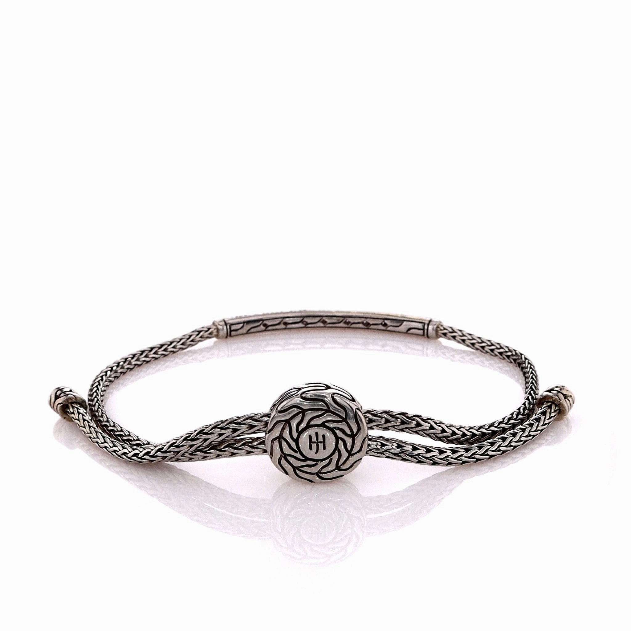 John Hardy Sterling Silver Pink Tourmaline Pull Through Chain Bracelet