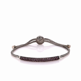 John Hardy Sterling Silver Pink Tourmaline Pull Through Chain Bracelet