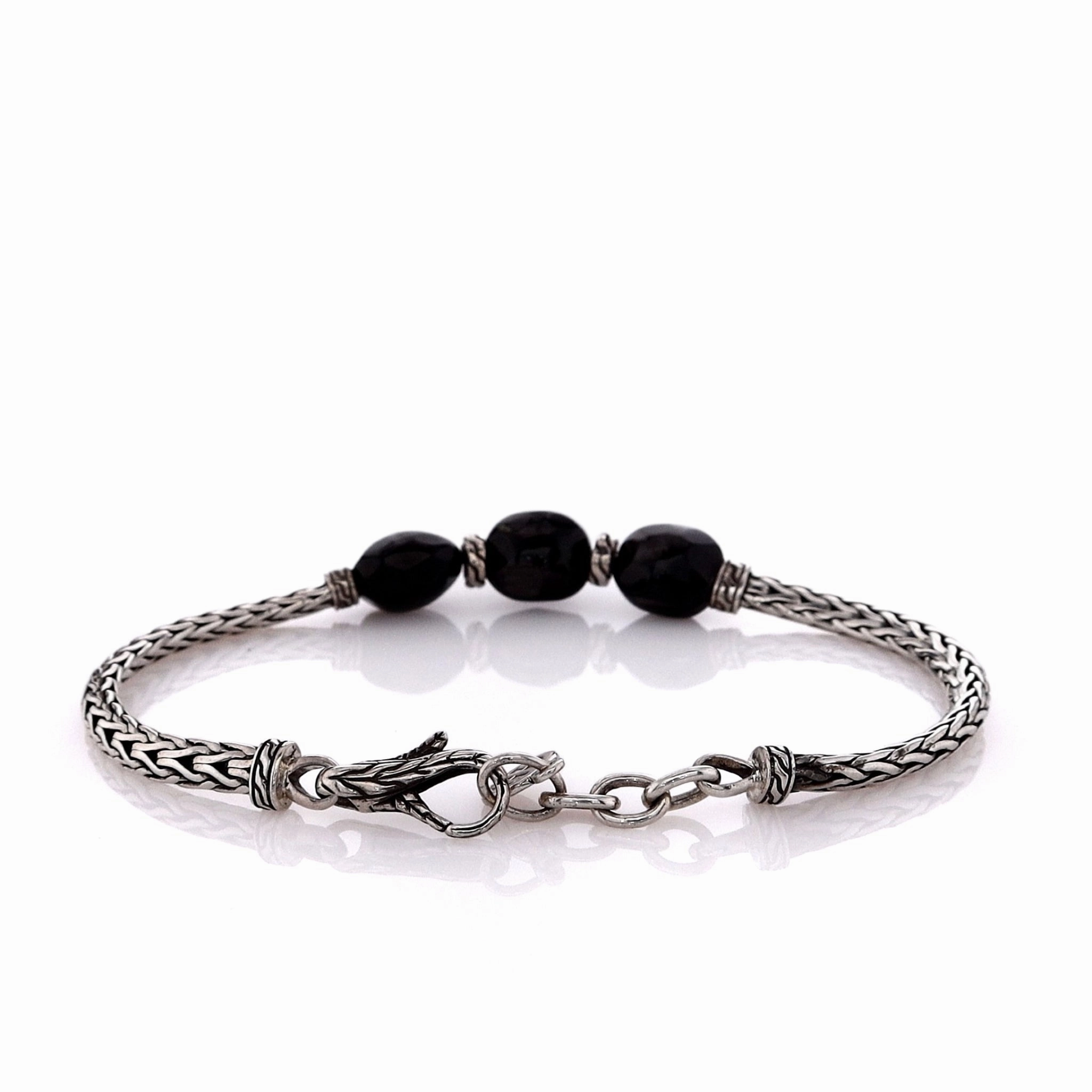 John Hardy Sterling Silver Slim Hypersthene Station Chain Bracelet