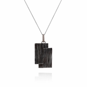 John Hardy Sterling Silver Split Bamboo Rectangle Design Pendant *No Chain*