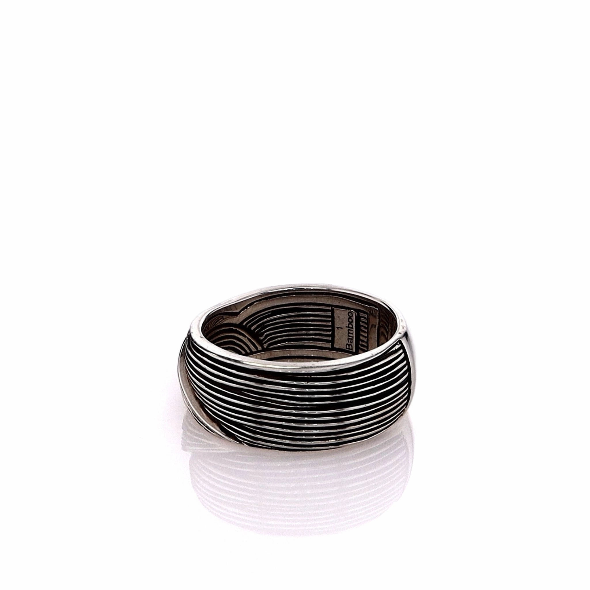 John Hardy Sterling Silver Striated Bamboo Design Ring