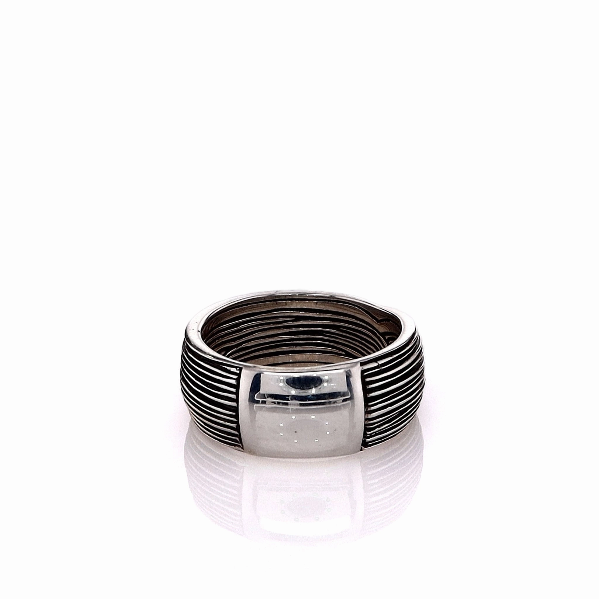 John Hardy Sterling Silver Striated Bamboo Design Ring