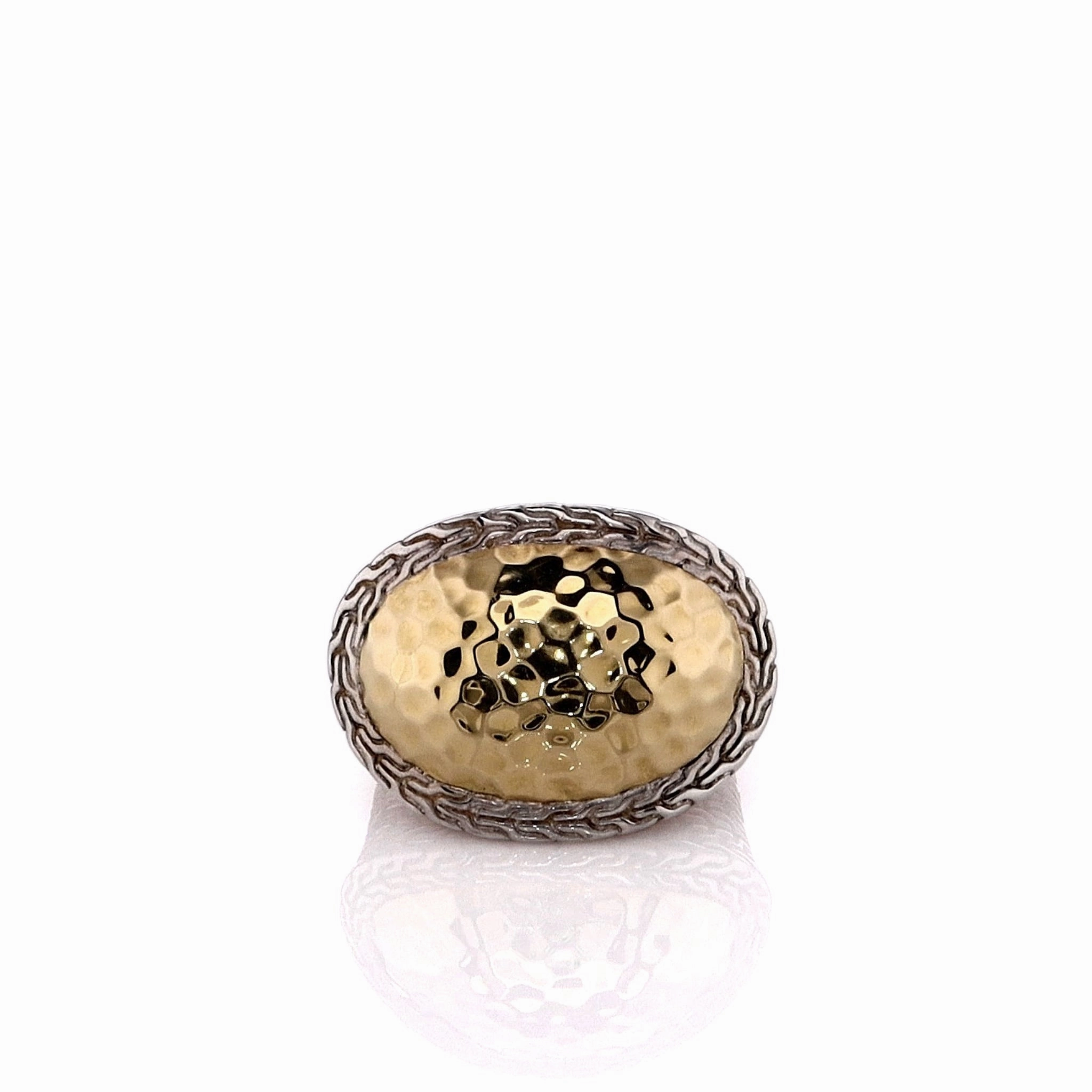 John Hardy Two-Tone Classic Hammered Dome Gold Center Ladies Ring