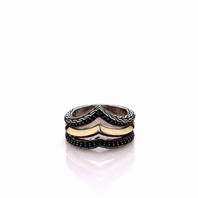 John Hardy Two-Tone Tiga Black Sapphire and Black Spinel Ring