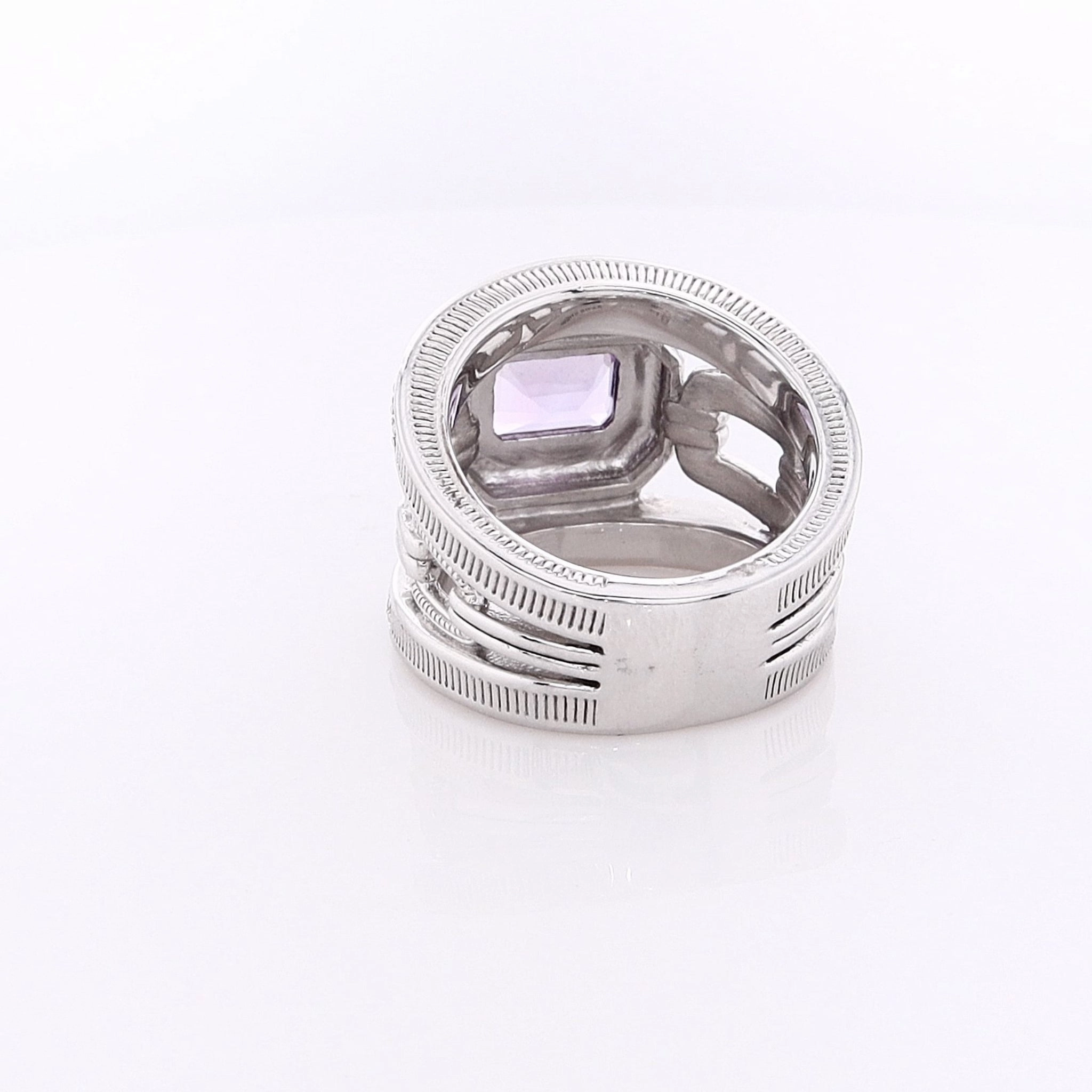 Judith Ripka Adrienne Band Ring With Enamel, Amethyst and Diamonds