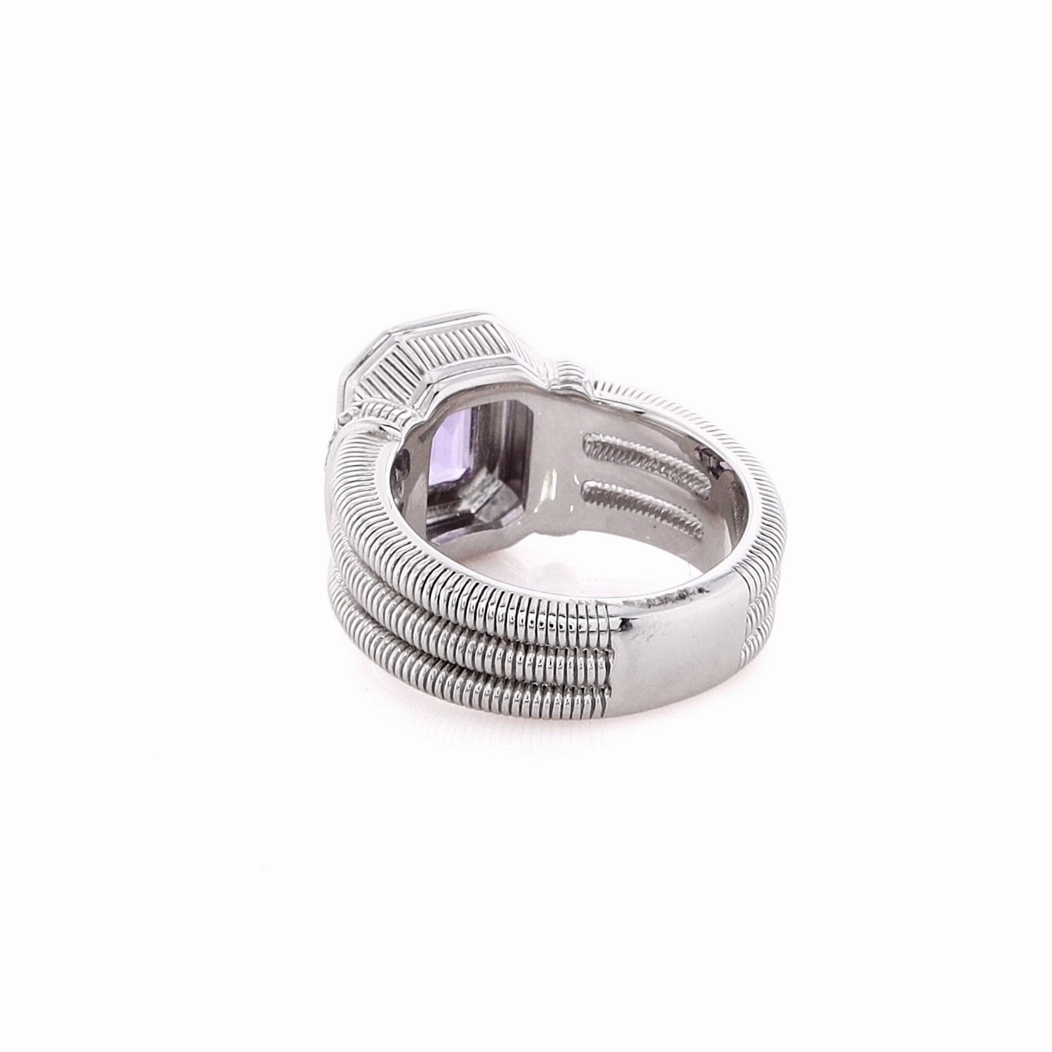 Judith Ripka Adrienne Sterling Silver Amethyst, Enamel and Diamond Ring