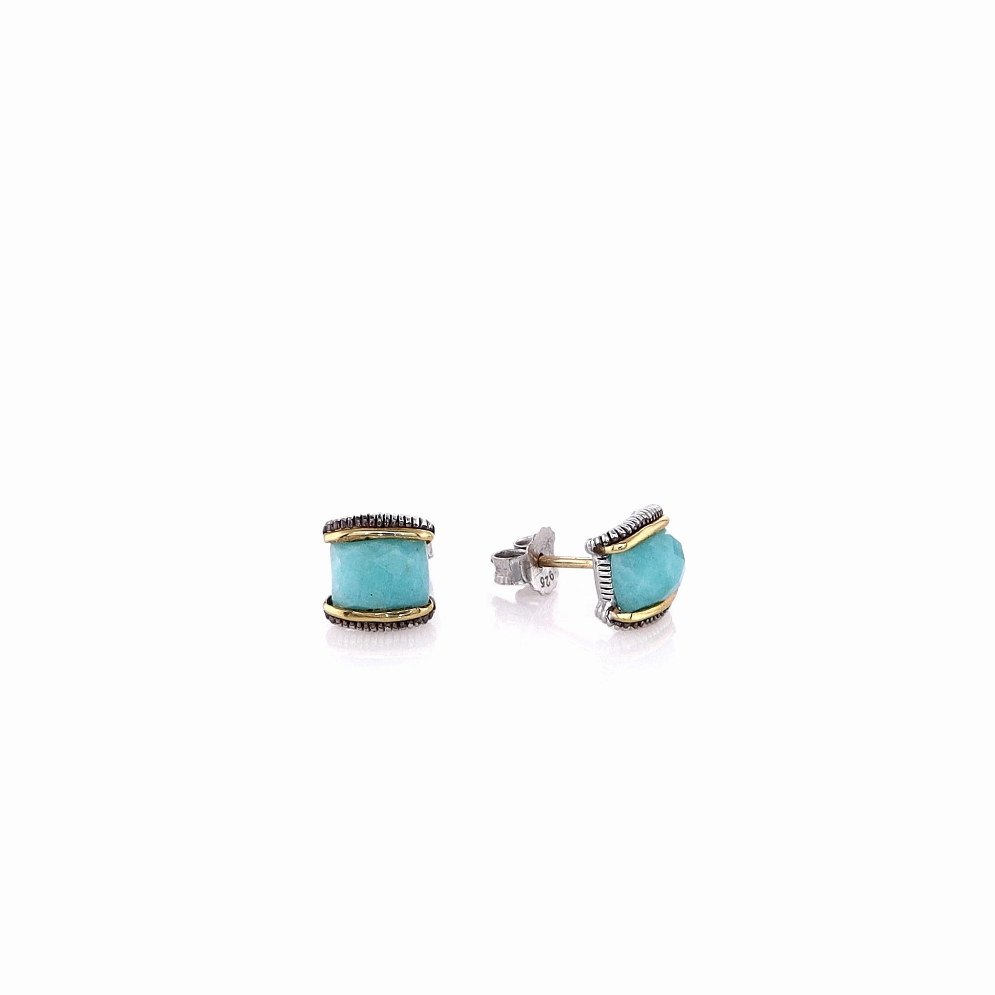 Judith Ripka Amazonite Eternity Stud Earrings with Stones