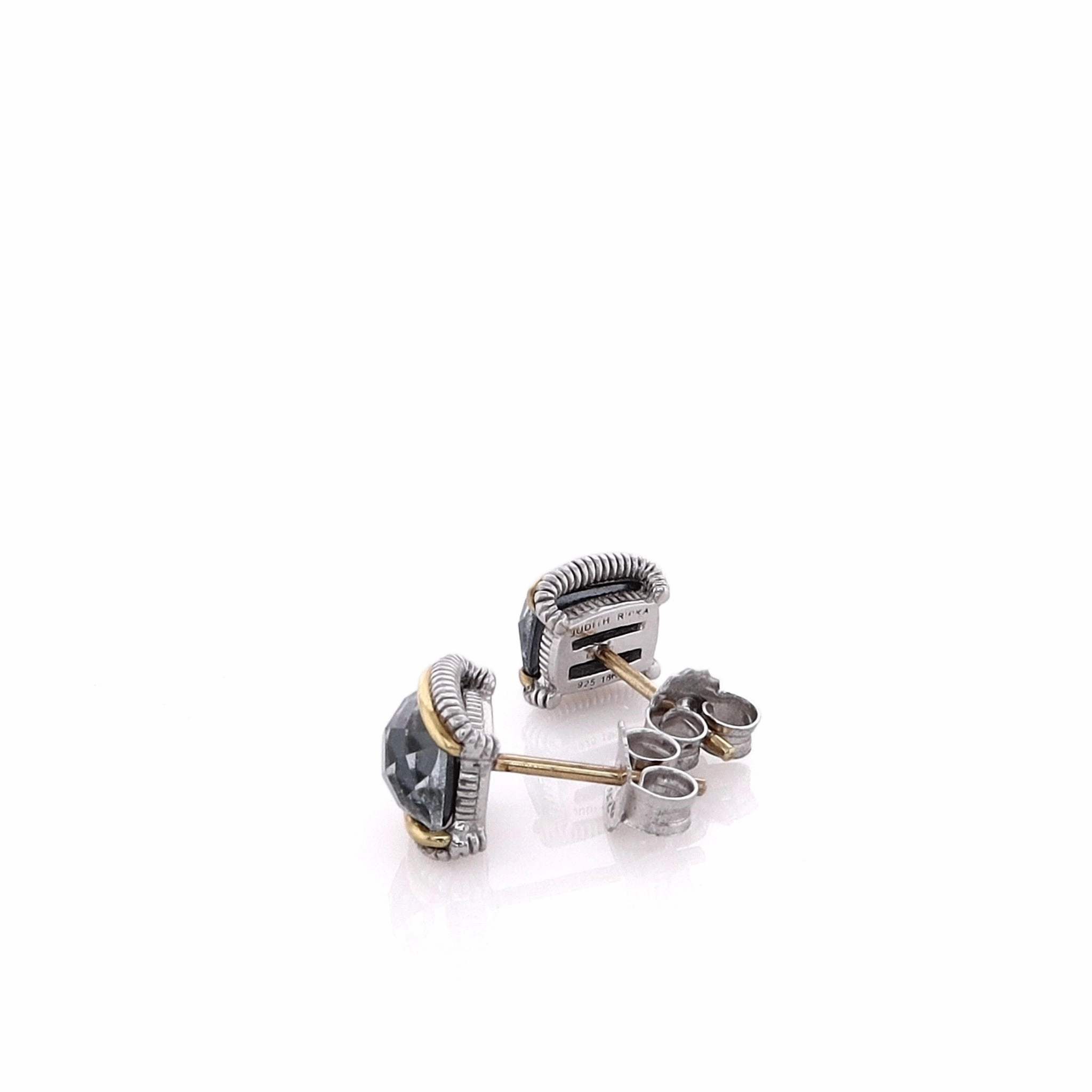 Judith Ripka Eternity Stud Earrings with Stones - Blue Quartz, Hematite