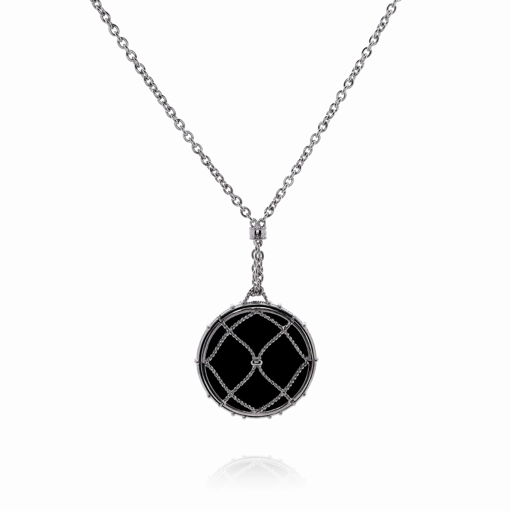 Judith Ripka Isola Sterling Silver 36" Onyx Pendulum Pendant Necklace