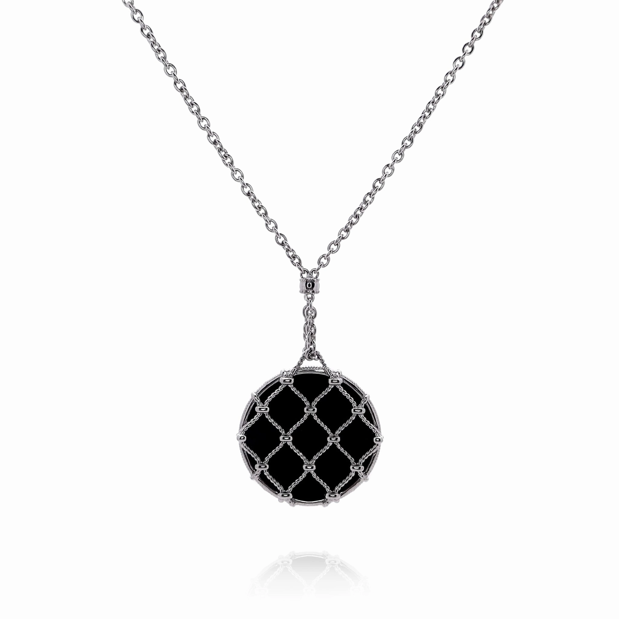 Judith Ripka Isola Sterling Silver 36" Onyx Pendulum Pendant Necklace