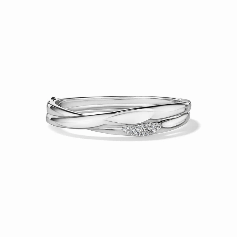 Judith Ripka Sterling Silver Gaia Bangle Bracelet with Diamonds