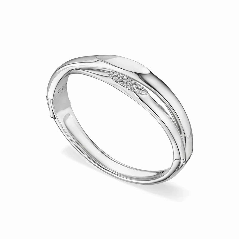 Judith Ripka Sterling Silver Gaia Bangle Bracelet with Diamonds