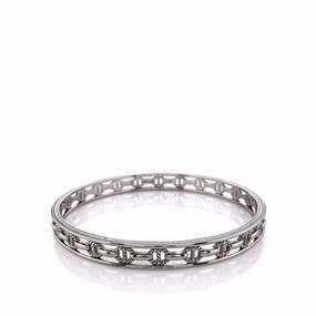 Judith Ripka Sterling Silver Vienna Link Stack Bangle Bracelet
