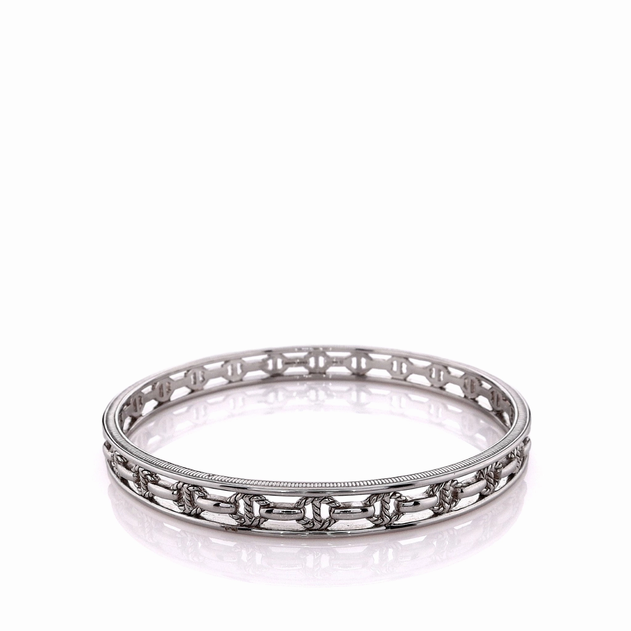 Judith Ripka Sterling Silver Vienna Link Stack Bangle Bracelet