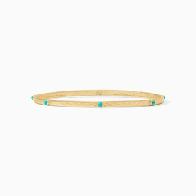 Julie Vos Gold Crescent Stone Bangle - Turquoise Blue