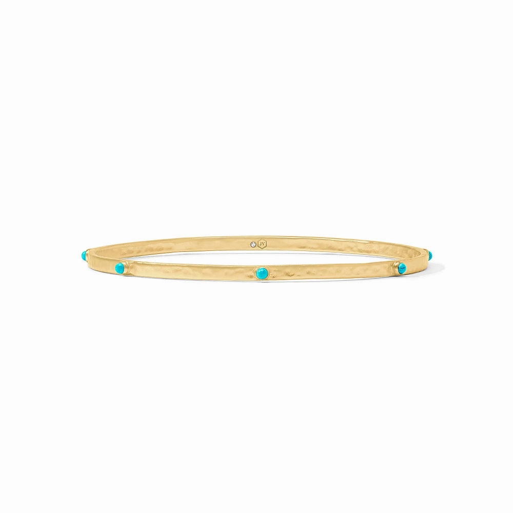Julie Vos Gold Crescent Stone Bangle - Turquoise Blue