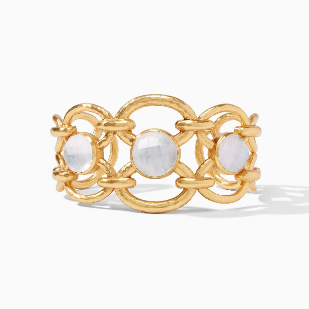 Julie Vos Palermo Stone Cuff in Iridescent Clear Crystal