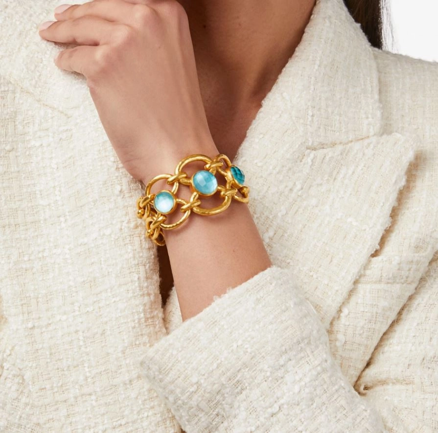 Julie Vos Palermo Stone Cuff in Iridescent Clear Crystal