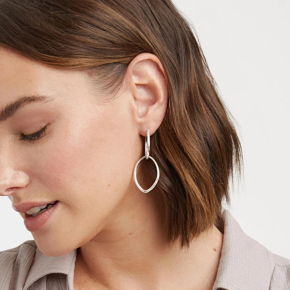 Julie Vos Silver Fleur-de-Lis 2-in-1 Earring