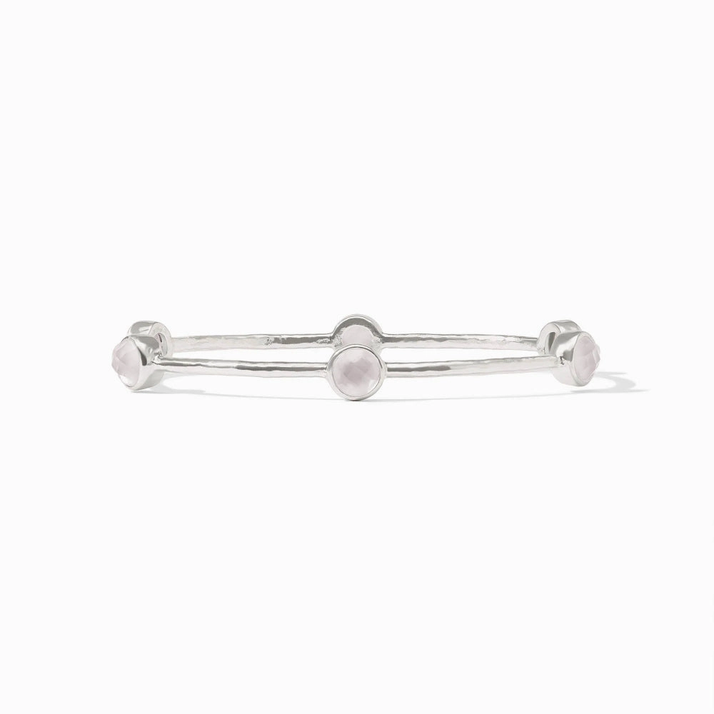 Julie Vos Silver Milano Luxe Bangle - Iridescent Clear Crystal