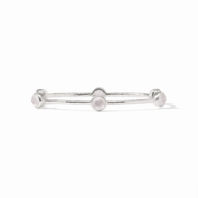 Julie Vos Silver Milano Luxe Bangle - Iridescent Clear Crystal