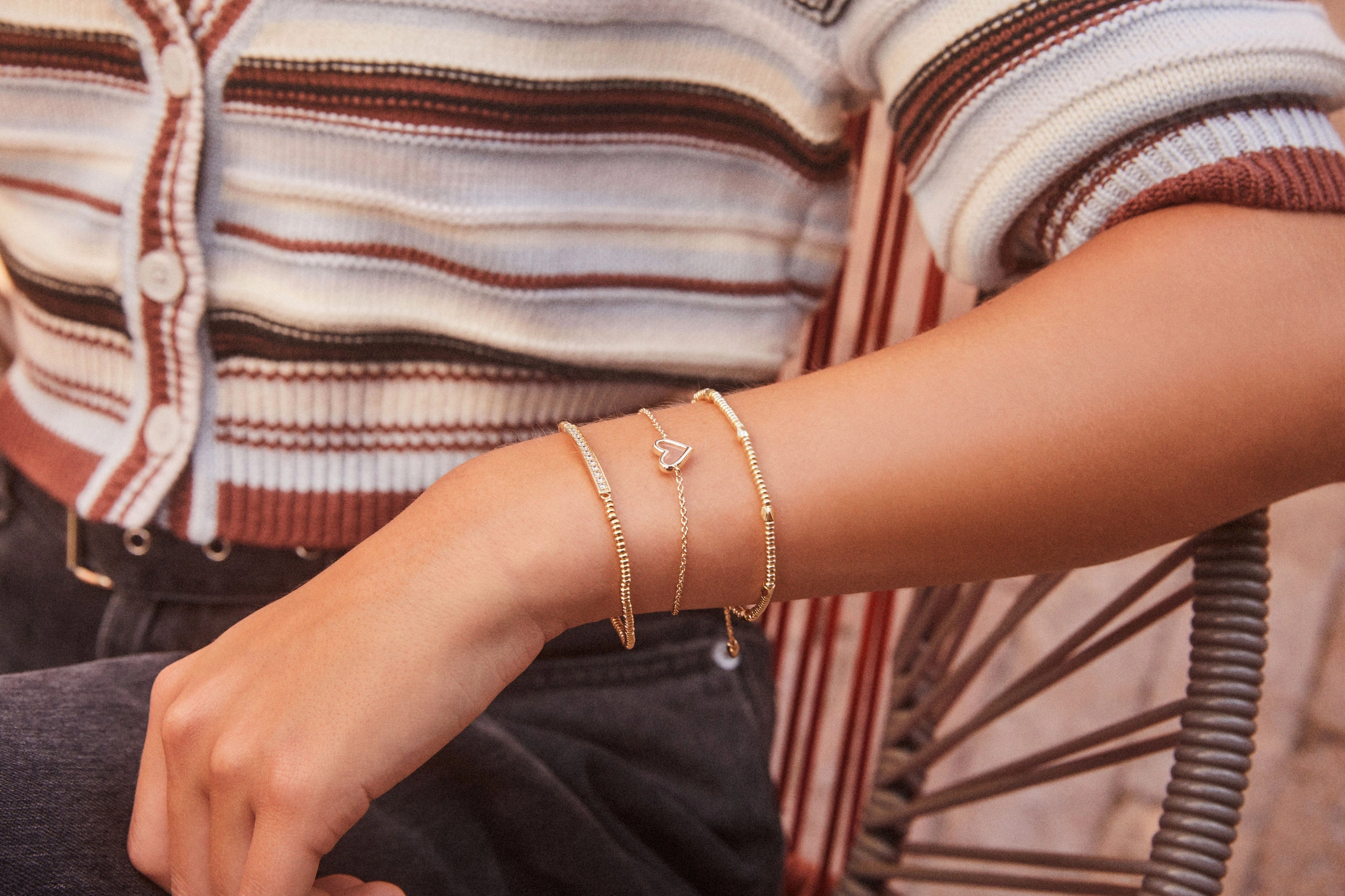 Kendra Scott Ari Heart Rose Gold Delicate Chain Bracelet in Pink Drusy