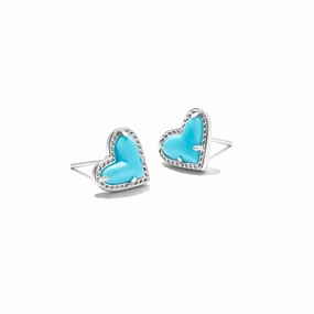 Kendra Scott Ari Heart Silver Stud Earrings in Turquoise Magnesite