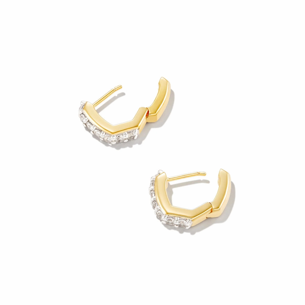 Kendra Scott Davie Huggie Earrings in White Topaz