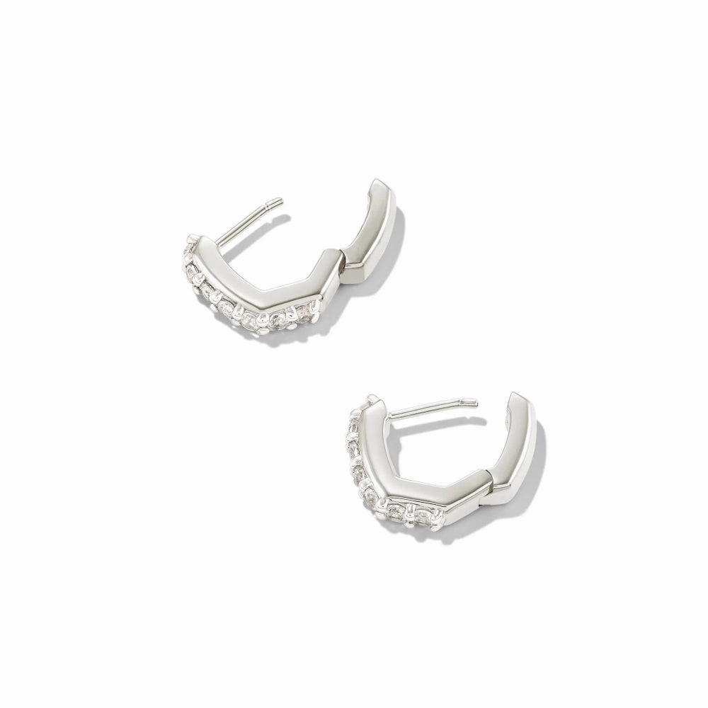 Kendra Scott Davie Huggie Earrings in White Topaz