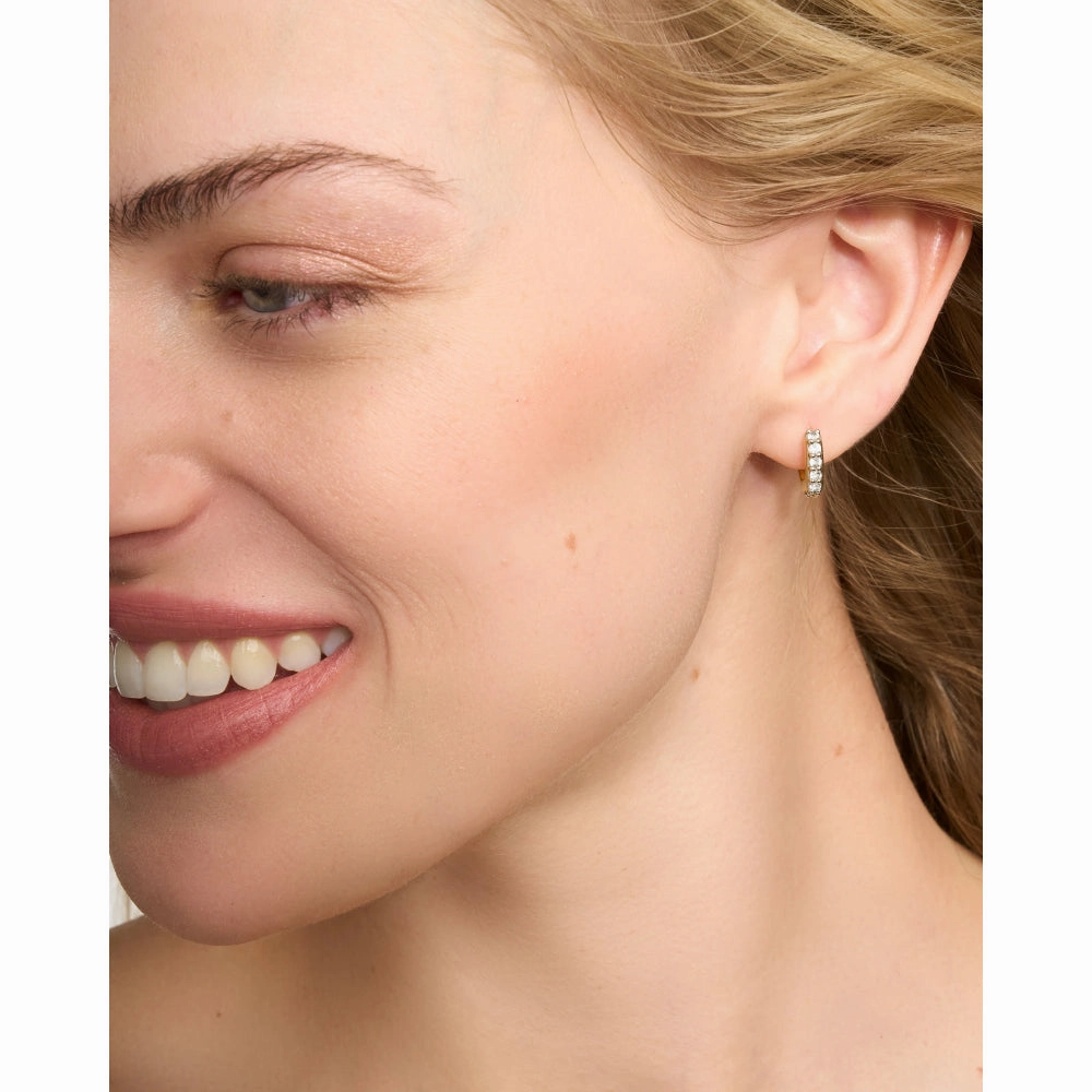Kendra Scott Davie Huggie Earrings in White Topaz
