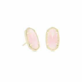 Kendra Scott Gold Ellie Stud Earrings in Rose Quartz