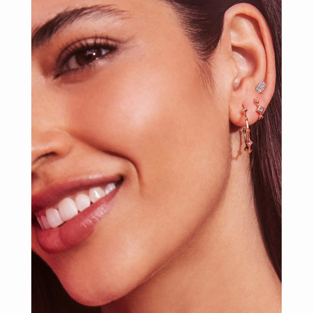 Kendra Scott Michelle Huggie 14k Gold Earrings in White Diamond
