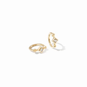 Kendra Scott Michelle Huggie 14k Gold Earrings in White Diamond