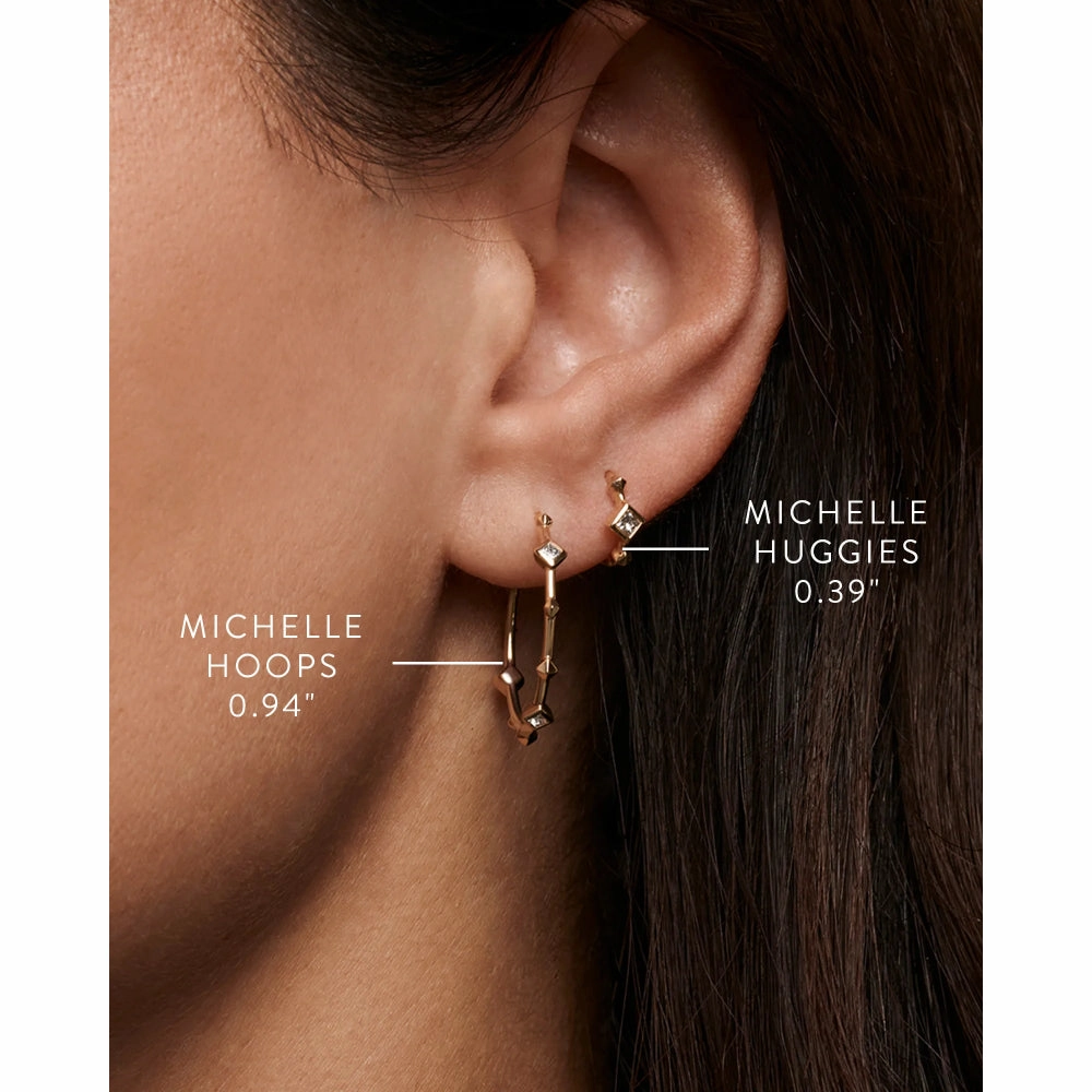 Kendra Scott Michelle Huggie 14k Gold Earrings in White Diamond