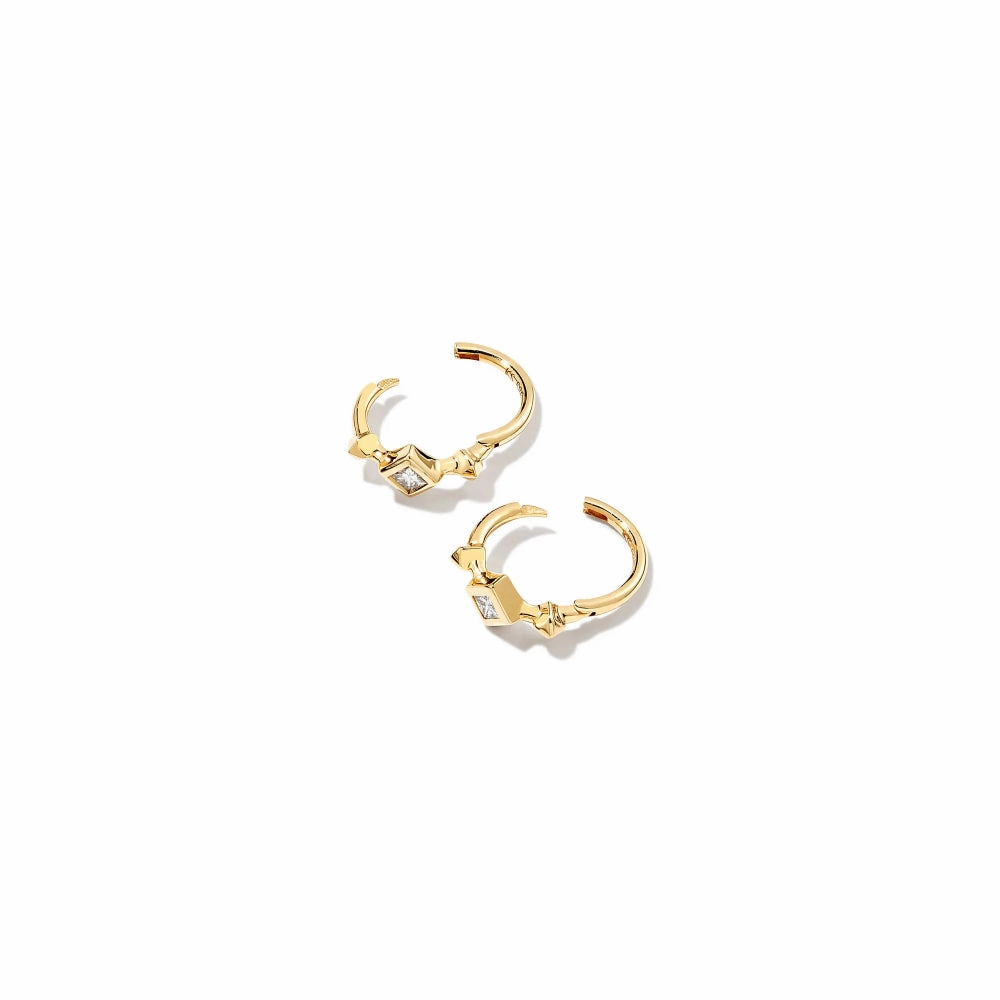 Kendra Scott Michelle Huggie 14k Gold Earrings in White Diamond